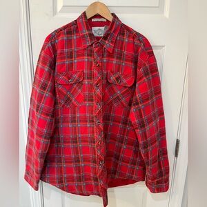 Vintage Northwest Territory Quilted Red Plaid XL Flannel Shacket Mens 90’s